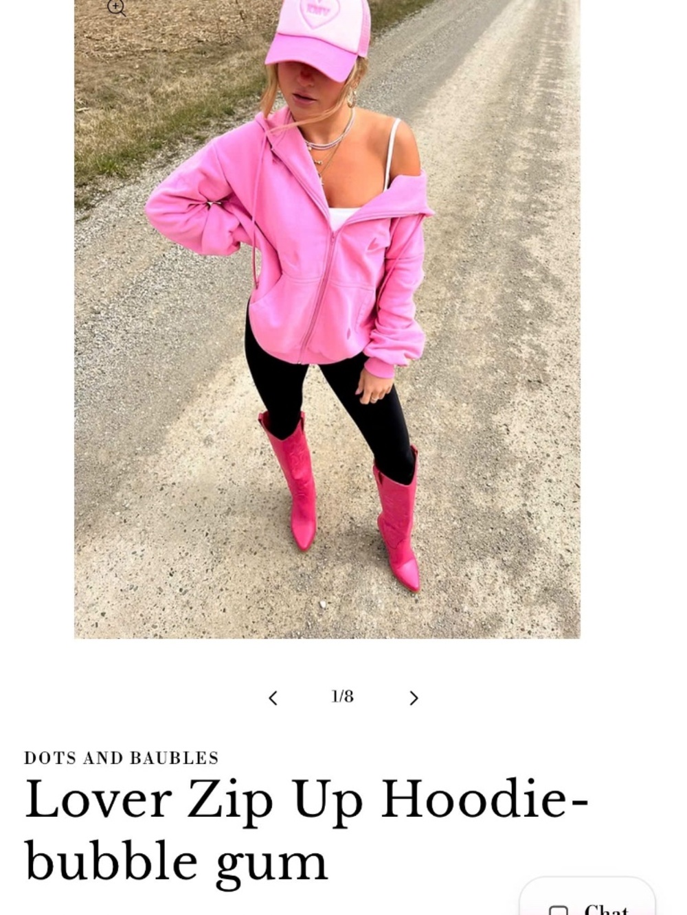 Dots & Baubles - Lover Zip Up Hoodie (Bubble Gum) - Size M